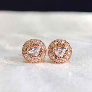 Trillion Cut Halo Stud Earrings Classic Womens Fashion Jewelry - Product Image 4