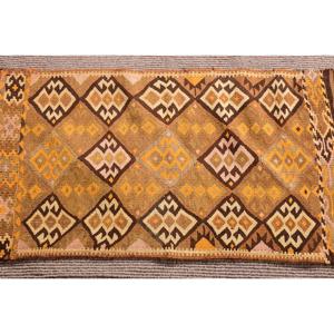 Kilim Turkish Rug, 1.9x3.1 ft Vintage Rug, <b>Brown</b> Polka dot <b>Wool</b> Rug - Product Image 4