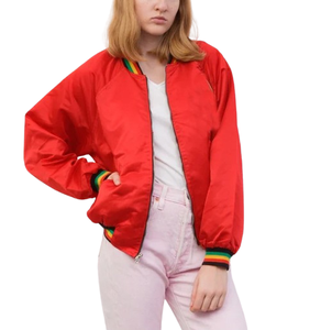 Nueva y elegante chaqueta Varsity de satén para mujer, cuello vuelto recortado con decoración bordada para genuino - Product Image 4