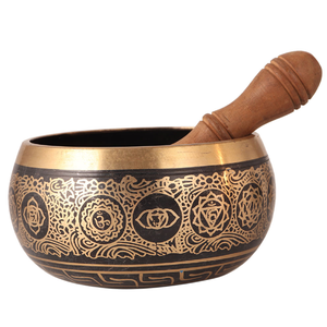 Bol chantant tibétain martelé à la main authentique avec percuteur en bois pour la méditation Yoga thérapies de guérison par le son bol soufflant - Product Image 2