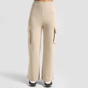 Pantalones Cargo Flexibles de Cintura Alta para Mujer, Transpirables, de Lona, Corte Regular, Color Beige, Talla XL - Product Image 1