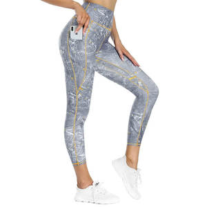 Nouveau design, leggings de sport taille haute, longueur genou, en polyester respirant pour femme, séchage rapide, vêtements de yoga, service OEM - Product Image 5