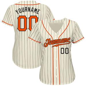 Camiseta de béisbol auténtica negra personalizada a rayas naranja-negra - Product Image 5