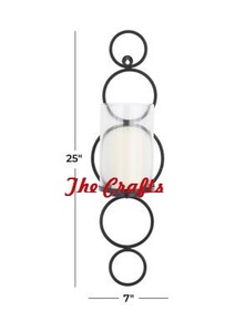 Candelabro para colgar en la pared de último diseño en Metal Color dorado Portavelas de pared con chimenea de vidrio en la India - Product Image 5