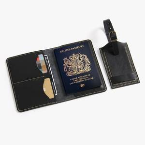 เคสหนังใส่หนังสือเดินทางและที่ใส่บัตรพร้อมป้ายชื่อกระเป๋าสตางค์ PLT-0010D วินเทจทำด้วยมือสำหรับเดินทางทุกเพศ - Product Image 1