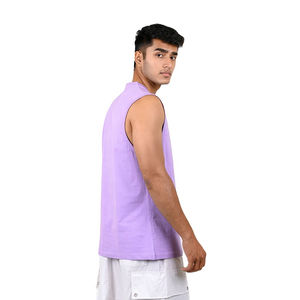 Débardeur sans manches pour homme en coton doux lavande, chemise sans manches d'été, style minimaliste décontracté streetwear, débardeur OEM et logo personnalisé - Product Image 3