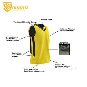 เสื้อบาสเก็ตบอลผ้าโพลีเอสเตอร์เย็บตะเข็บตาข่ายเสื้อกล้ามใส่เล่นบาสเก็ตบอลมีตัวเลขแบบระเหิดออกแบบได้ตามต้องการ - Product Image 6