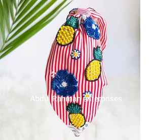 2022 Latest Design Cotton White Hand Embroidered Beaded <b>Hairband</b> for Girls for Party Wear - Product Image 5