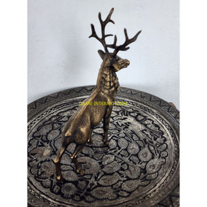 Estatuilla de ciervo de latón antiguo, estatua de Reno hecha a mano, escultura de Animal de latón Vintage, decoración rústica coleccionable para el hogar y la Navidad - Product Image 4