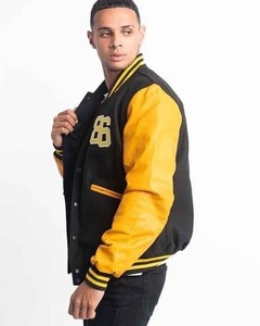 OEM Wholesale Slim Fit Men's Wool Bomber <b>Jacket</b> Custom Chenille Embroidery Letterman Varsity Breathable Winter Fleece Long - Product Image 2