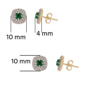 <b>Emerald</b> Cut Diamond Halo Stud <b>Earrings</b> in Rose <b>Gold</b> for Wedding - Product Image 4