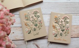 Labon Tùy Chỉnh Handmade Thêu Máy Tính Xách Tay Vải Nhật Ký Daisy Máy Tính Xách Tay Cá Nhân Bìa Cứng Tạp Chí - Product Image 6