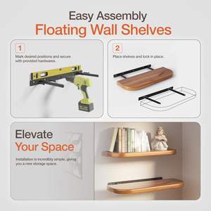 Étagères flottantes modernes, étagère de rangement murale en bois pour salon et armoire, grande capacité réglable, décoration de la maison - Product Image 5