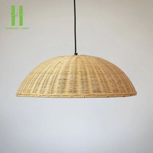 Nuevo producto, lámpara colgante de pantalla de ratán redonda grande de mimbre, luces colgantes de ratán, lámpara de techo hecha a mano HNH - Product Image 1