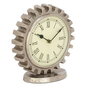 Gear shaped aluminum silver fancy nautical table <b>clock</b> for home office decor indoor decorative nautical desk <b>clock</b> bulk quantity - Product Image 1