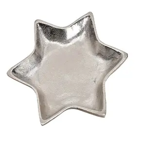 Silberne Sternform beliebtes Produkt neue Lieferung Metallplatte für Tischgeschirr mit der Größe 21 × 2 × 23 cm mit hervorragender Qualität