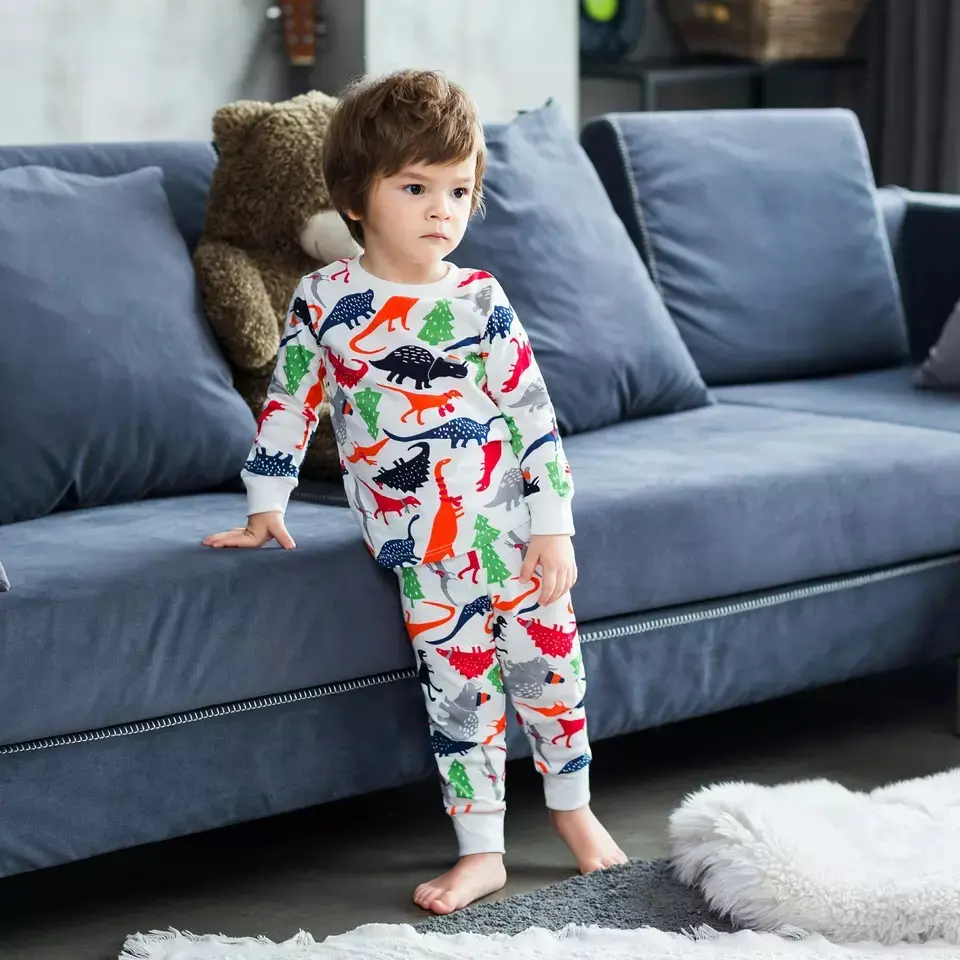 Lente Lange Mouw Cartoon Print Baby Kleding Homewear Pyjama Kinderkleding Sets Jongens Groothandel/Odm/Oem