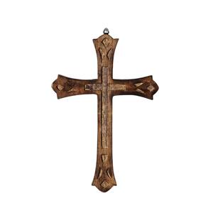 Croix en bois sculptée à la main tenture murale Design Antique bois massif chrétien religieux décor à la maison Style Vintage cadeau décoratif - Product Image 2