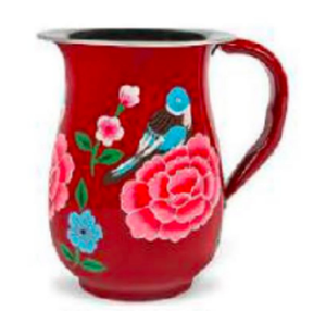 Pichet en acier inoxydable émaillé écologique, élégant et de qualité alimentaire, à imprimé floral et anti-fuite - Product Image 4