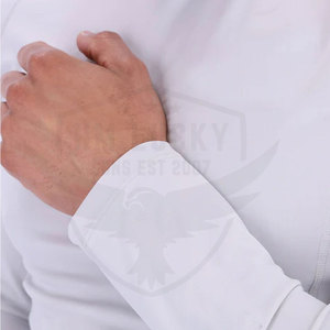 เสื้อคอกลมผ้าฝ้าย100สำหรับผู้ชายเสื้อยืดแขนเต็มรัดกล้ามเนื้อสำหรับผู้ชาย