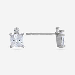 Pendientes de Diamante Geométricos con Corte Princesa en Oro Rosa de 14k y 18k - Product Image 5