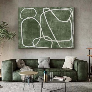 Green Minimalist <b>Abstract</b> <b>Canvas</b> Art Print Digital Printing Indoor Wall Decor No Frame 4 Color Ink On <b>Canvas</b> - Product Image 2