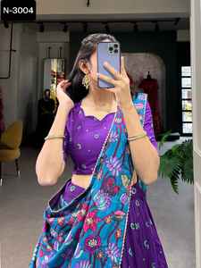 ชุดเดรสผ้าไหมโดลาพิมพ์ลายดอกไม้พร้อมงานปักฟอยล์ผ้าแคนวาส heewavy leenga choli กับ dola Silk dupatta ใหม่ล่าสุด - Product Image 6