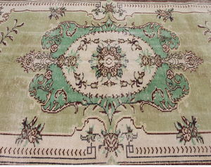 Tapis en laine turc noué à la main Oushak de taille personnalisable beau motif abstrait de teinture végétale pour chambre ou salon - Product Image 3