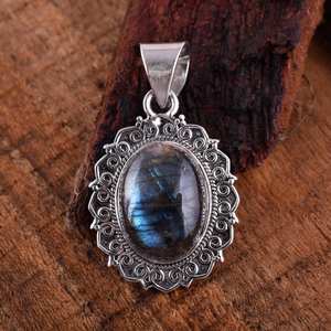 925 argent Sterling naturel Labradorite pendentif élégant Style Vintage à la main collier de pierres précieuses pour les femmes or bijoux cadeau - Product Image 1