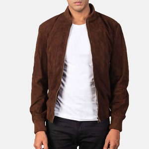Solid Color Best Selling Men's Leather <b>Suede</b> Canvas <b>Jacket</b> High Quality Front Logo Breathable Windproof Winter Customizable - Product Image 5