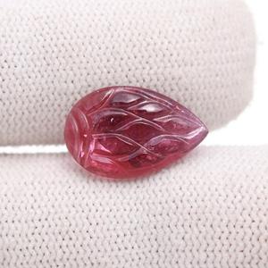 Feuille de Tourmaline naturelle sculptée, 1 pièce, Cabochon lisse, pierre précieuse Multi bijoux, fabrication de cristal rose, pierre électrique de guérison - Product Image 3