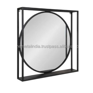 Espejo cuadrado redondo con marco de metal de calidad superior con diseño elegante, perfecto para accesorios de baño montados en la pared - Product Image 1