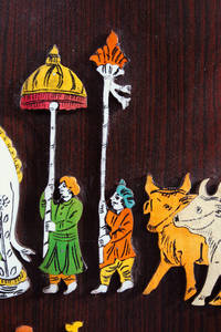 Incrustation de bois de rose Mysore sculptée à la main Ambari 3D Style Home Decor Wall Art (18x30 pouces) Vertical traditionnel pour la suspension de mariage - Product Image 4