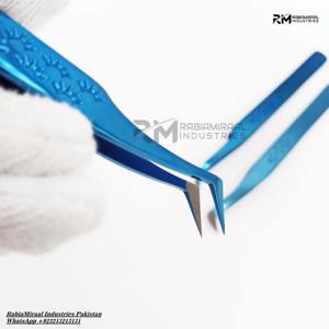Nuevas pinzas de punta de fibra Herramientas de pestañas de volumen Agarre de diamante y pinzas de extensión de pestañas de color plasma azul - Product Image 6