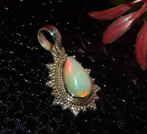 Dijes de Plata de Ley 925 con Ópalo de Fuego Etíope, Chapado en Oro Rodio Vintage, para Mujer, Aniversario, Cantidad al por Mayor - Product Image 4