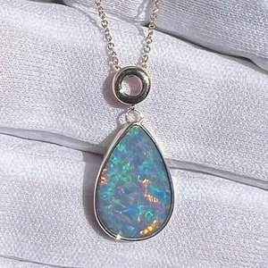 Blue Opal Stone Pendant 925 Sterling Silver Rhodium Plated Charm Fine Jewelry Women Girls Engagement Wedding <b>Gift</b> - Product Image 4