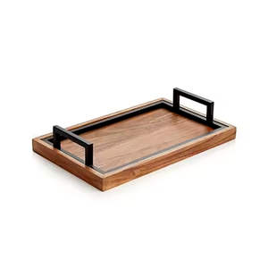 Bandeja para servir de madera natural decorativa Estilo Vintage - Product Image 1