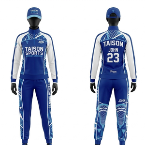 Survêtement d'entraînement de lacrosse pour femmes, tissu polyester spandex 280 GSM, design à panneaux bleu marine et orange, logo personnalisé par sublimation - Product Image 5