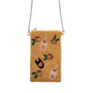 Sac de téléphone brodé de perles de rocaille faites à la main avec chaîne en métal à bandoulière pochette mobile brodée de perles pour les femmes cadeau - Product Image 6