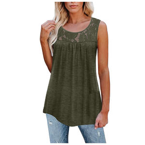 Casual Breathable Knitted V-neck <b>Lace</b> Women's Summer Short Sleeve Blouse <b>Tank</b> <b>Tops</b> - Product Image 6