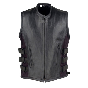 <b>Leather</b> Motorbike Vest New Mens Biker Vest Cowhide <b>Leather</b> Vest - Product Image 5