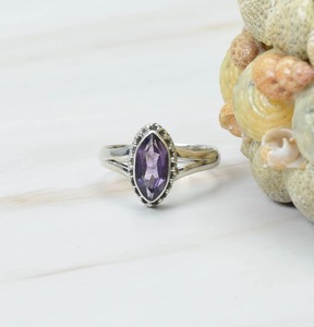 แหวนพลอยอเมทิสต์สีเงินสเตอร์ลิง925ดีไซน์ดีที่สุดทำมือแบบคลาสสิกแหวน925เงินประทับเครื่องประดับเงินแฟชั่น - Product Image 2