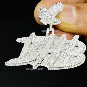 Pendentif STAR JEWELLERY en or 10 carats serti de diamants de laboratoire, personnalisé, unisexe, hip-hop, coupe ronde brillante, à porter tous les jours - Product Image 3