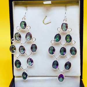 ต่างหูระย้าบุษราคัมแท้ที่เป็นเอกลักษณ์925เงินสเตอร์ลิงต่างหูแบบอินเดียขายส่ง - Product Image 1