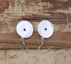 Pendientes de piedras preciosas redondas de Plata de Ley 925 turquesa para mujer, pendientes de moneda martillados hechos a mano, regalos para mamá, joyería al por mayor - Product Image 2