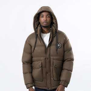 2025 acolchado hombres elegante y cómodo gris oscuro chaqueta acolchada con logotipo personalizado diseños personalizados peso ligero cálido chaquetas hinchadas con logotipo personalizado - Product Image 6