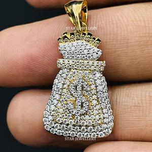 Colgante de Plata de Ley con Moissanita VVS Helada, Color D, Diseño de Bolsa de Dinero, Estilo Hip Hop Unisex, por STAR JEWELLERY - Product Image 3