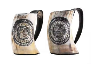 La mejor taza de cuerno para beber vikingo tallada con cabeza de Lobo, llegada de Navidad para fiesta, jarra de cerveza o café por Crescent Crafts - Product Image 2