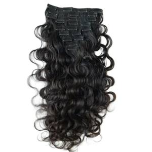 Precio al por mayor Natural Body Wave Set de 7 Clip de pelo en extensiones Mejora de aspecto indio Textura ondulada Extensión de cabello humano largo - Product Image 1