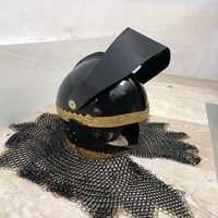 Armure de cotte de mailles médiévale antique Casque de Viking grandeur nature Cotte de mailles Chevalier Bataille Reproduction d'acier Logo de magasin d'artisanat RJ